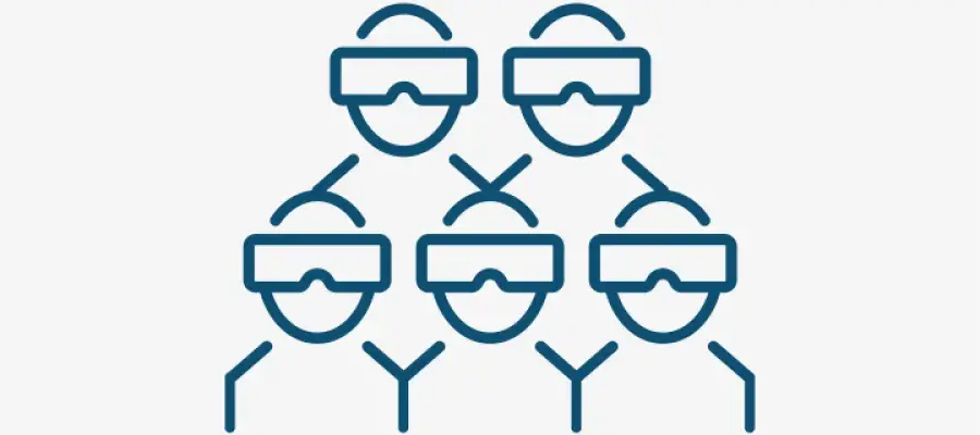 Animated silhouette of five figures wearing sunglasses