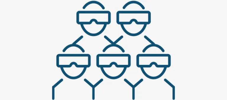 Animated silhouette of five figures wearing sunglasses